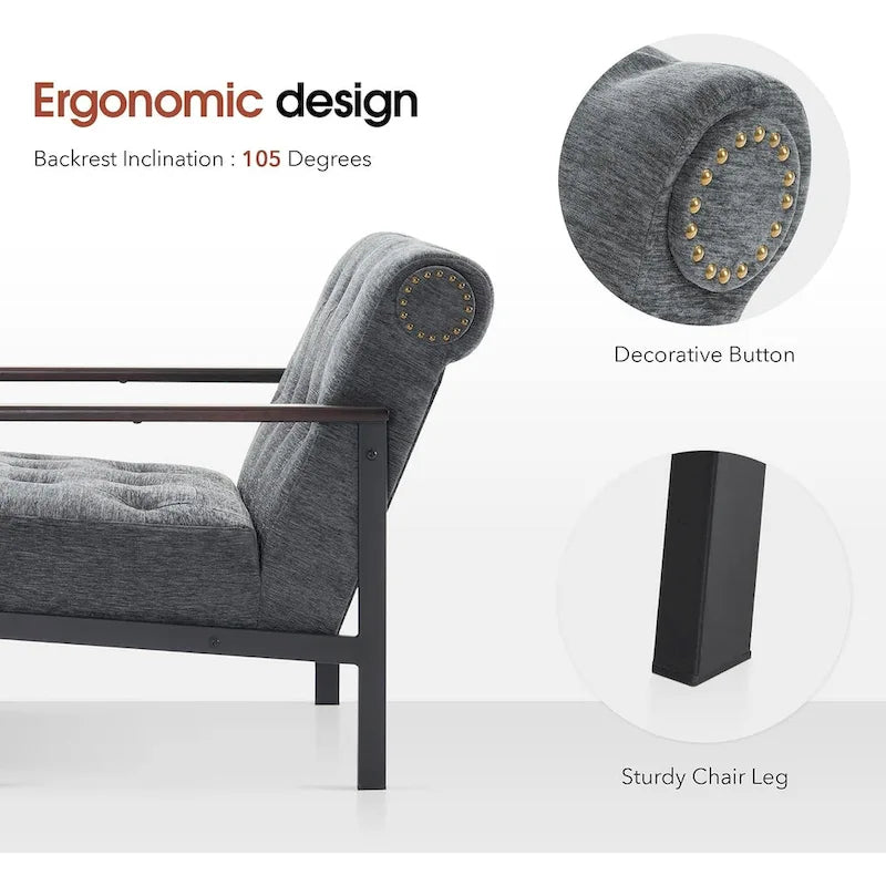 Lot de 2 fauteuils de salon ergonomiques modernes pour salon, chenille