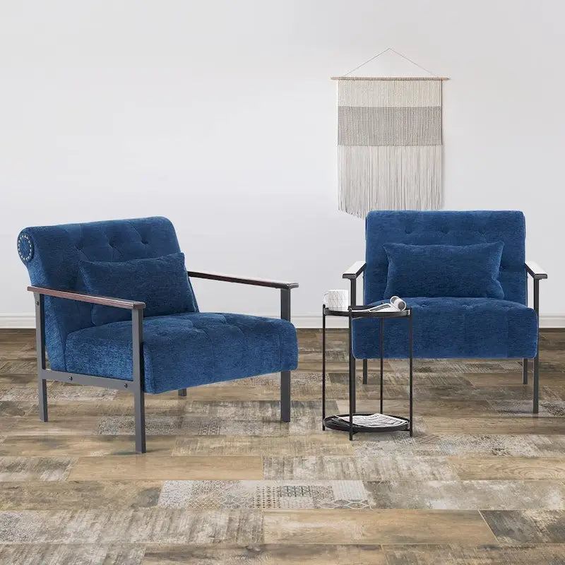 Lot de 2 fauteuils de salon ergonomiques modernes pour salon, chenille