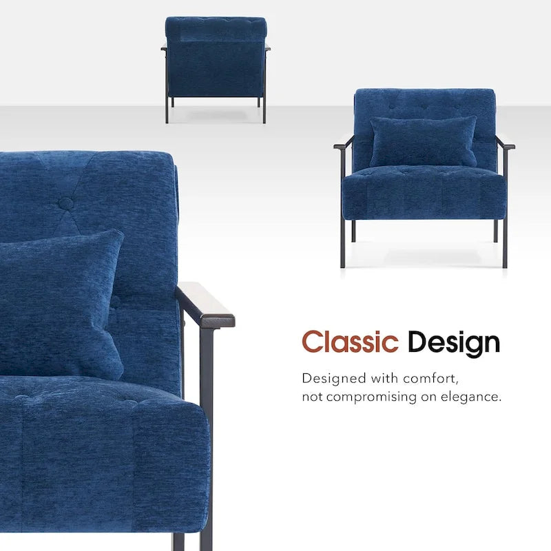 Lot de 2 fauteuils de salon ergonomiques modernes pour salon, chenille