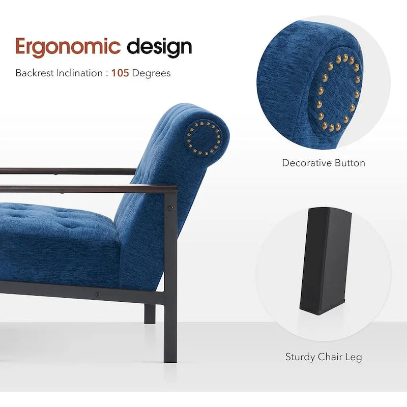 Lot de 2 fauteuils de salon ergonomiques modernes pour salon, chenille