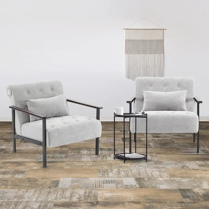 Lot de 2 fauteuils de salon ergonomiques modernes pour salon, chenille