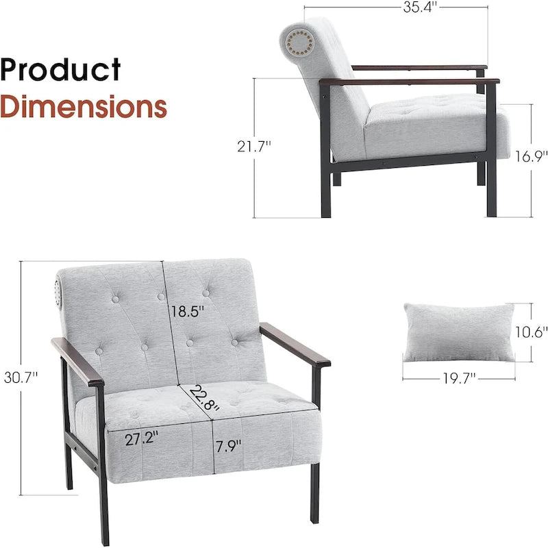Lot de 2 fauteuils de salon ergonomiques modernes pour salon, chenille
