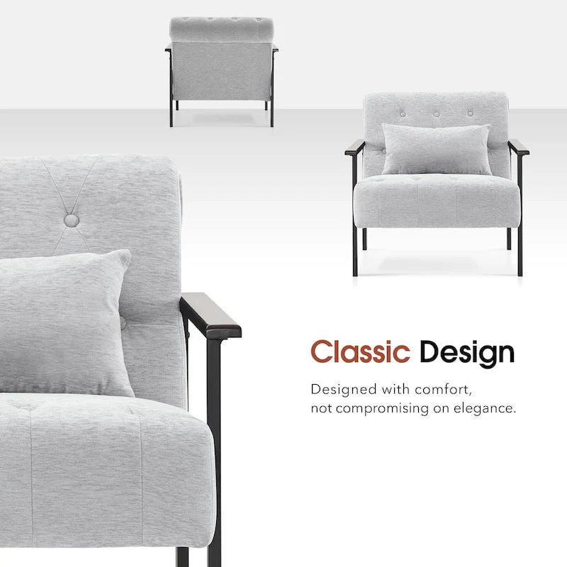 Lot de 2 fauteuils de salon ergonomiques modernes pour salon, chenille