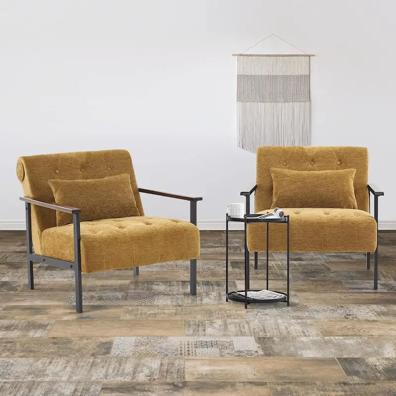 Lot de 2 fauteuils de salon ergonomiques modernes pour salon, chenille