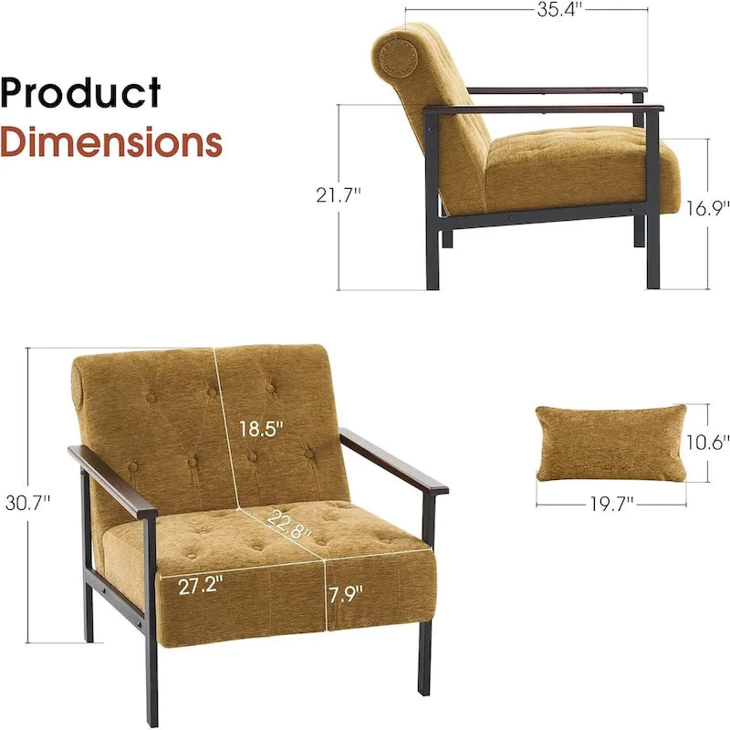 Lot de 2 fauteuils de salon ergonomiques modernes pour salon, chenille