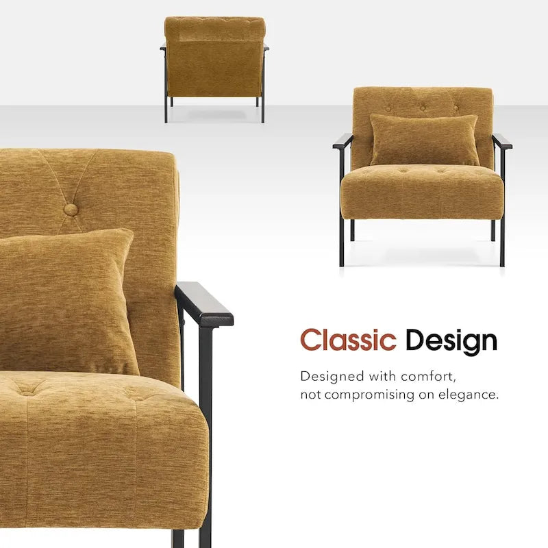 Lot de 2 fauteuils de salon ergonomiques modernes pour salon, chenille