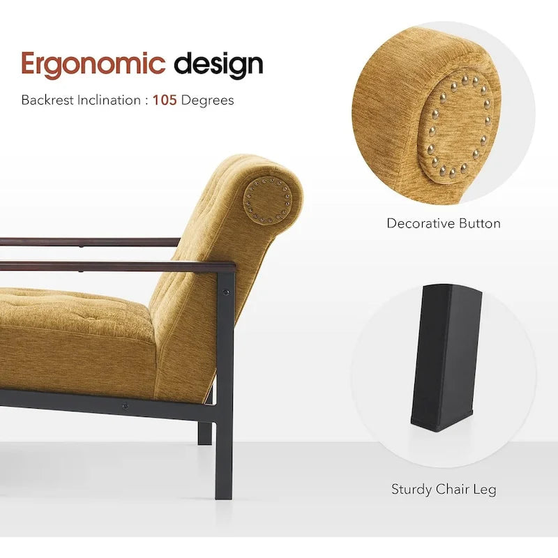 Lot de 2 fauteuils de salon ergonomiques modernes pour salon, chenille