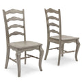 Ensemble de 2 chaises de salle à manger rustiques en bois dur gris à dossier échelle