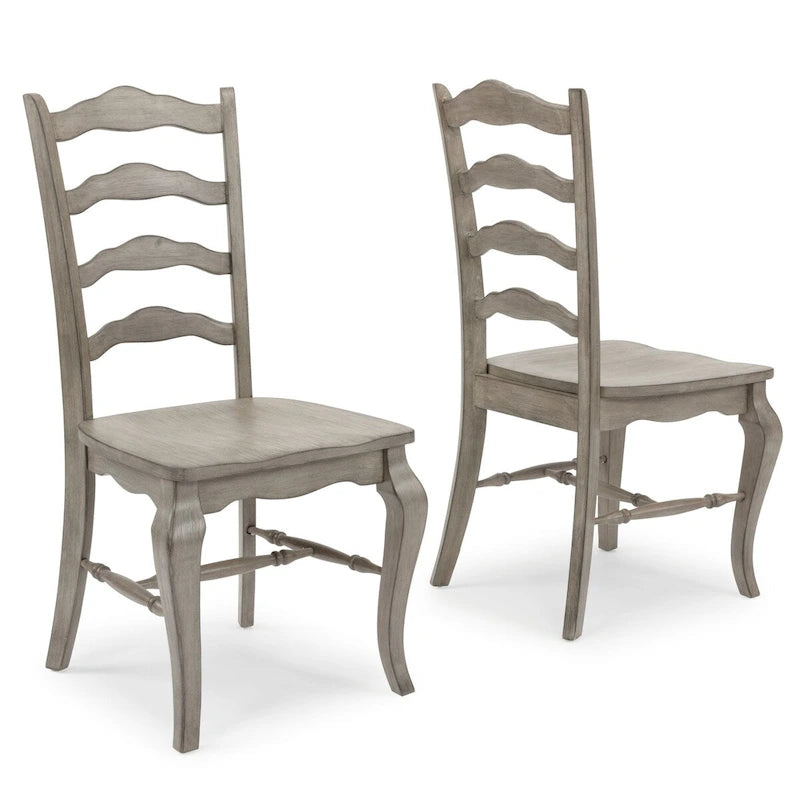 Ensemble de 2 chaises de salle à manger rustiques en bois dur gris à dossier échelle