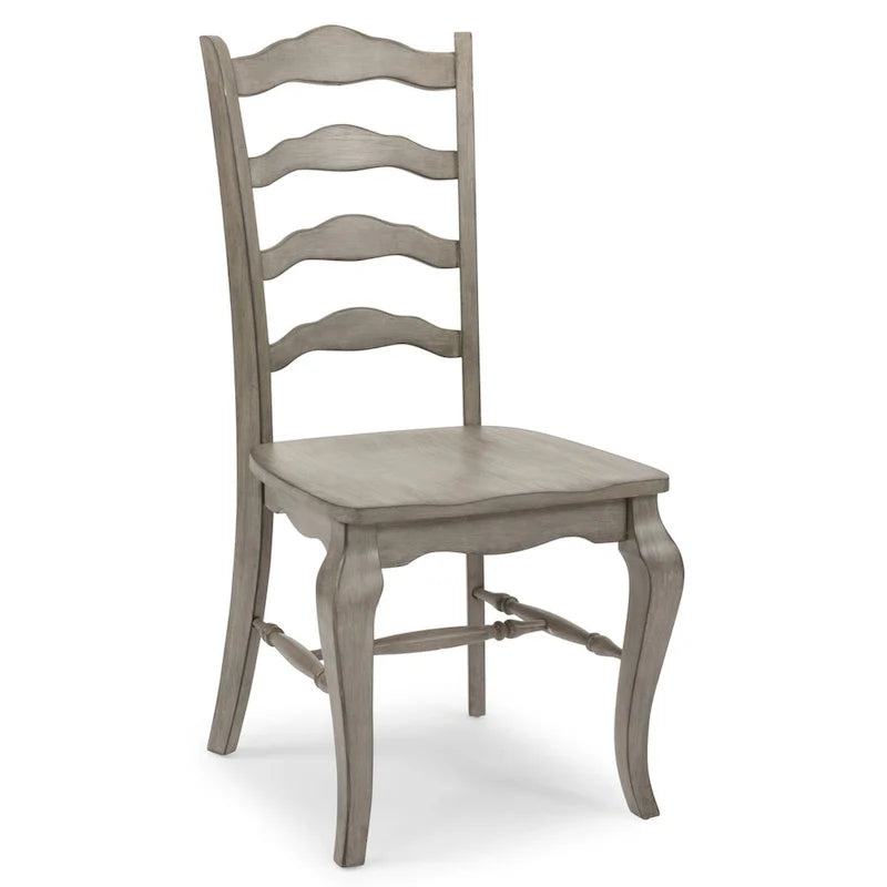 Ensemble de 2 chaises de salle à manger rustiques en bois dur gris à dossier échelle