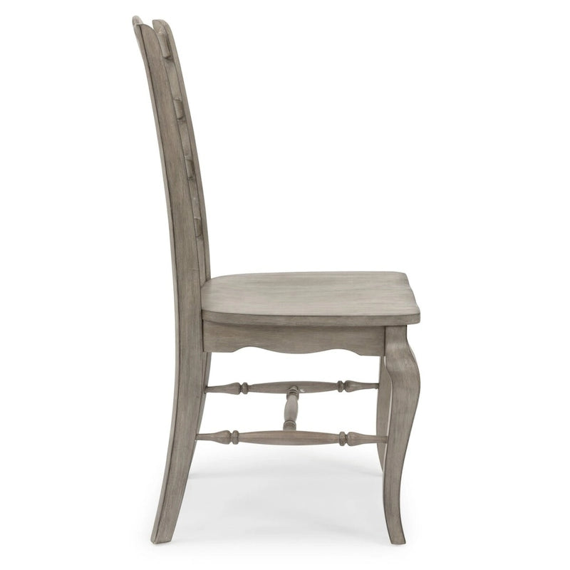 Ensemble de 2 chaises de salle à manger rustiques en bois dur gris à dossier échelle