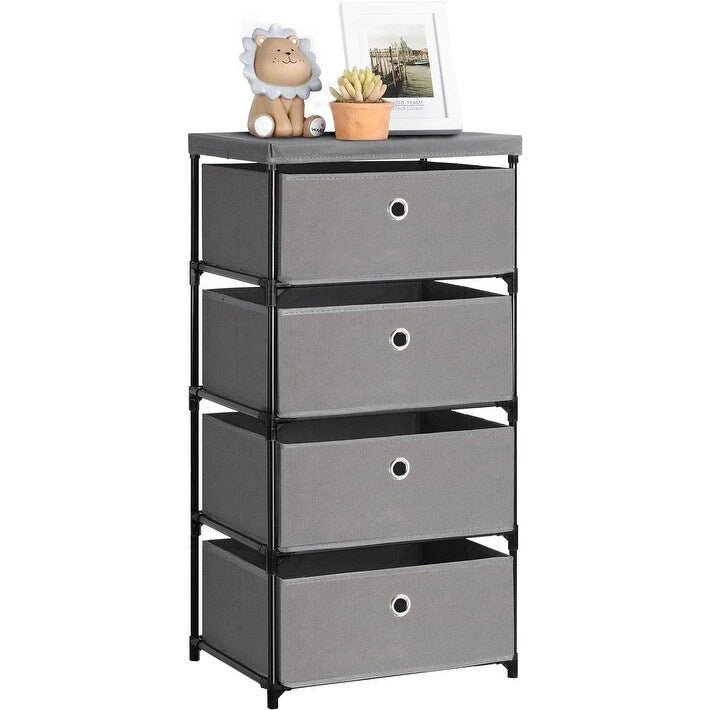 Commode de rangement à 4 tiroirs en tissu et acier pour la maison, le dortoir ou le bureau