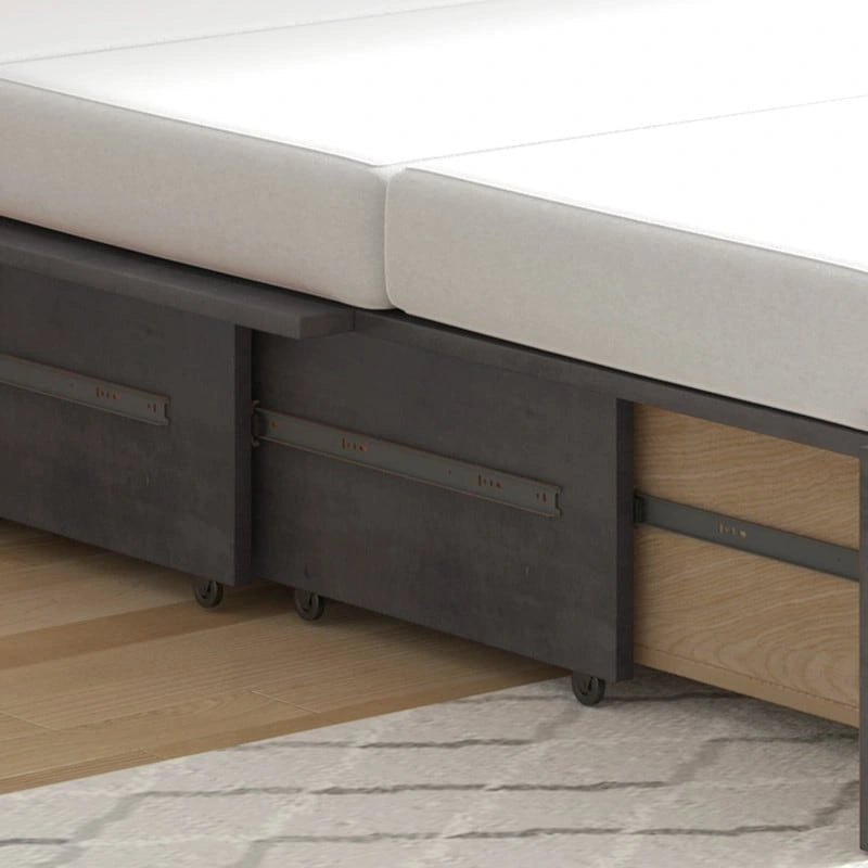 Coffre de lit escamotable moderne avec matelas, tiroir de rangement et station de charge