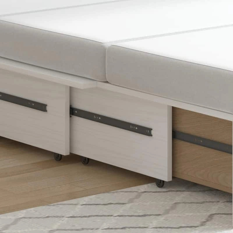 Coffre de lit escamotable moderne avec matelas, tiroir de rangement et station de charge