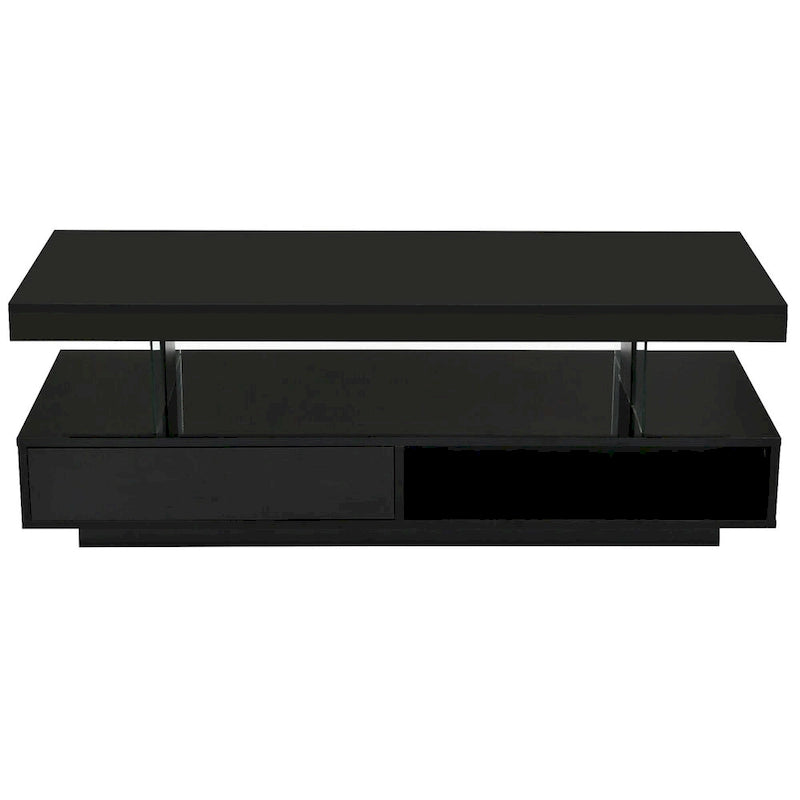 Table basse avec 2 tiroirs et étagères de présentation