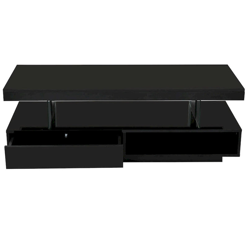 Table basse avec 2 tiroirs et étagères de présentation