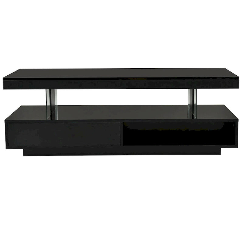 Table basse avec 2 tiroirs et étagères de présentation