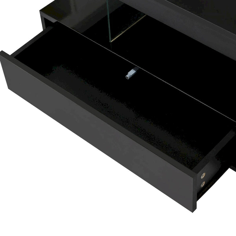 Table basse avec 2 tiroirs et étagères de présentation