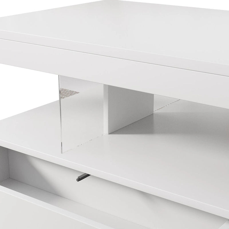 Table basse avec 2 tiroirs et étagères de présentation