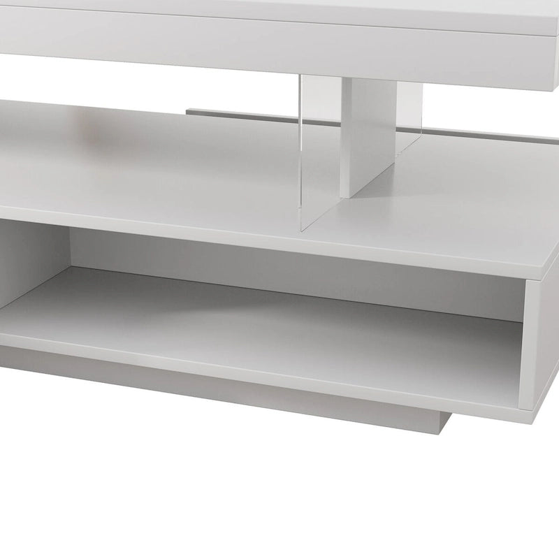 Table basse avec 2 tiroirs et étagères de présentation