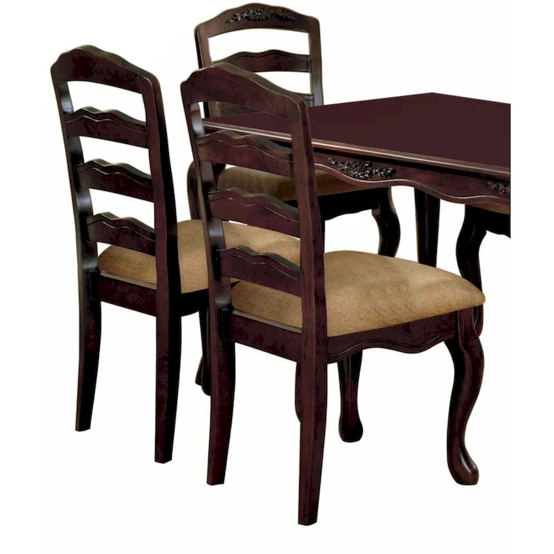Ensemble de 2 chaises de salle à manger en bois massif finition noyer foncé style transitoire Meubles de cuisine Chaises d'appoint à dossier échelle