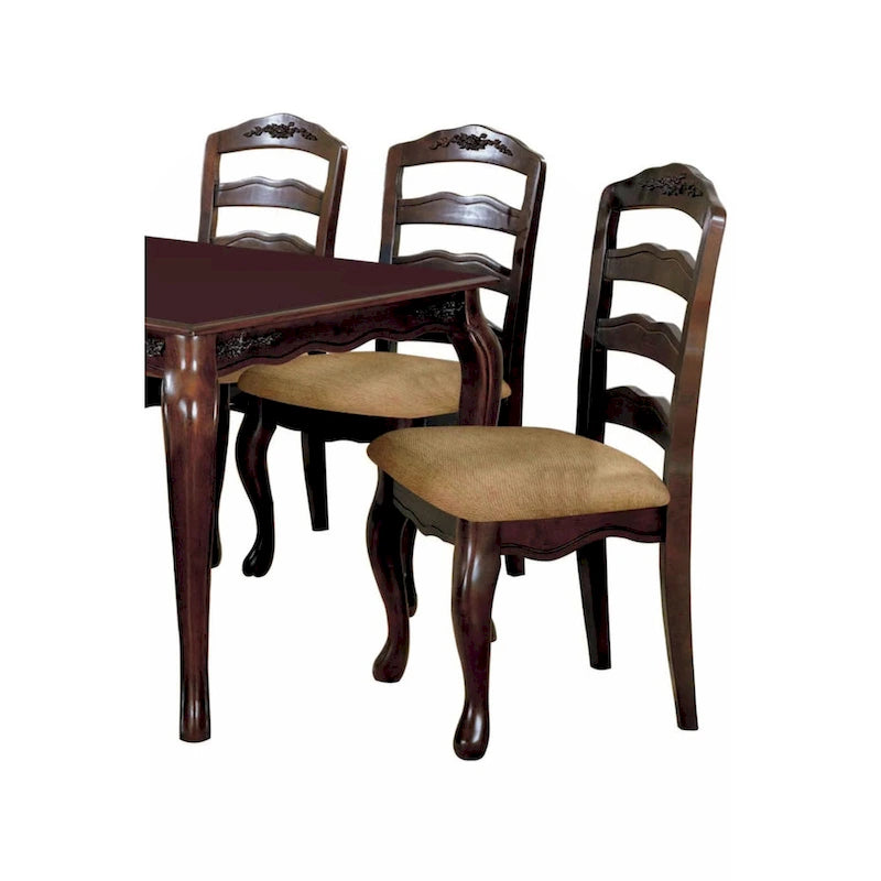 Ensemble de 2 chaises de salle à manger en bois massif finition noyer foncé style transitoire Meubles de cuisine Chaises d'appoint à dossier échelle