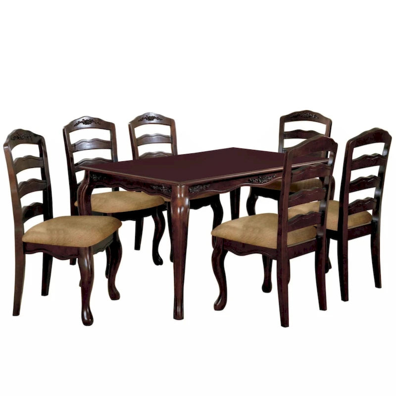 Ensemble de 2 chaises de salle à manger en bois massif finition noyer foncé style transitoire Meubles de cuisine Chaises d'appoint à dossier échelle
