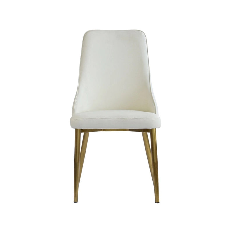 Ensemble moderne de 2 chaises de salle à manger à dossier haut en similicuir beige