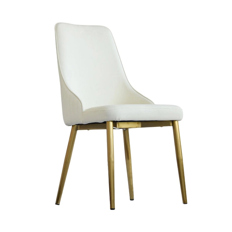 Ensemble moderne de 2 chaises de salle à manger à dossier haut en similicuir beige