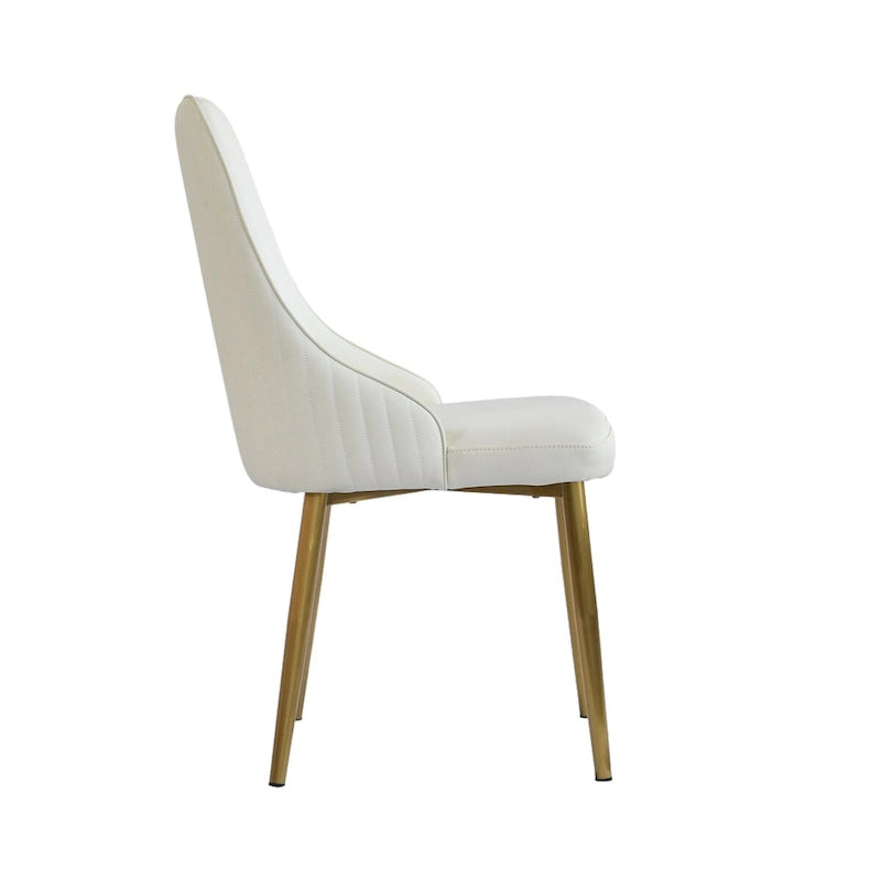 Ensemble moderne de 2 chaises de salle à manger à dossier haut en similicuir beige