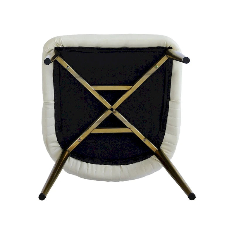 Ensemble moderne de 2 chaises de salle à manger à dossier haut en similicuir beige