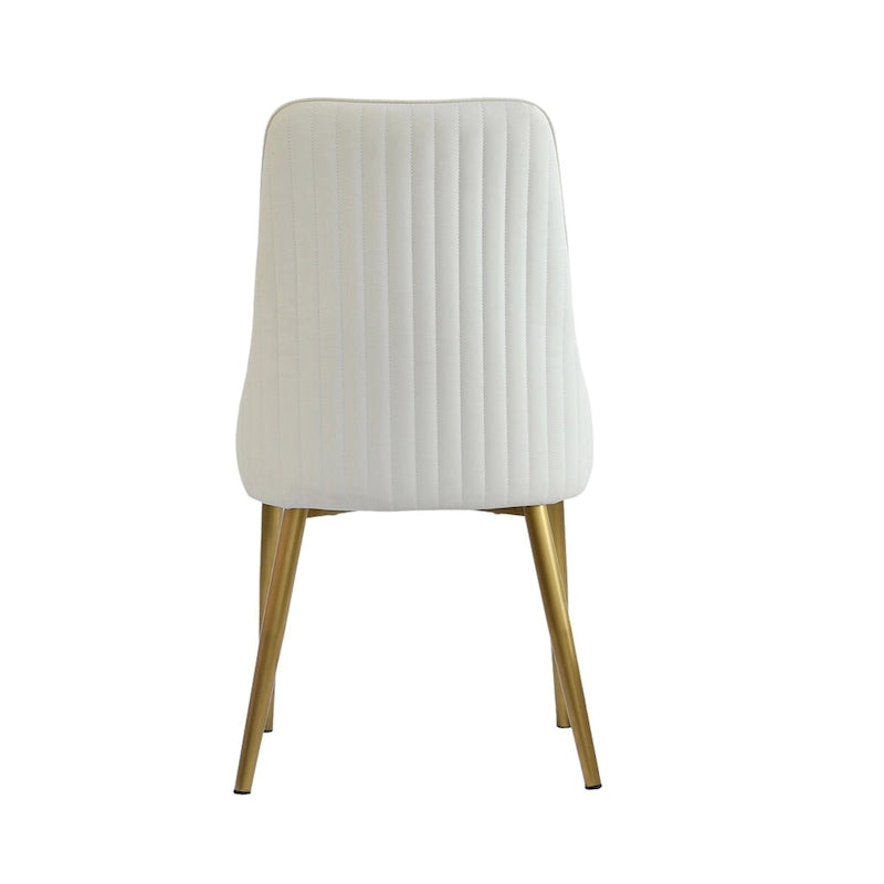 Ensemble moderne de 2 chaises de salle à manger à dossier haut en similicuir beige