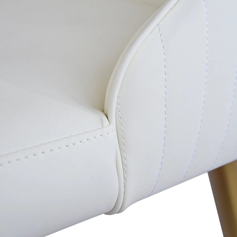 Ensemble moderne de 2 chaises de salle à manger à dossier haut en similicuir beige
