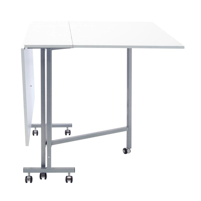 Table de machine à coudre et à découper artisanale laquée blanche