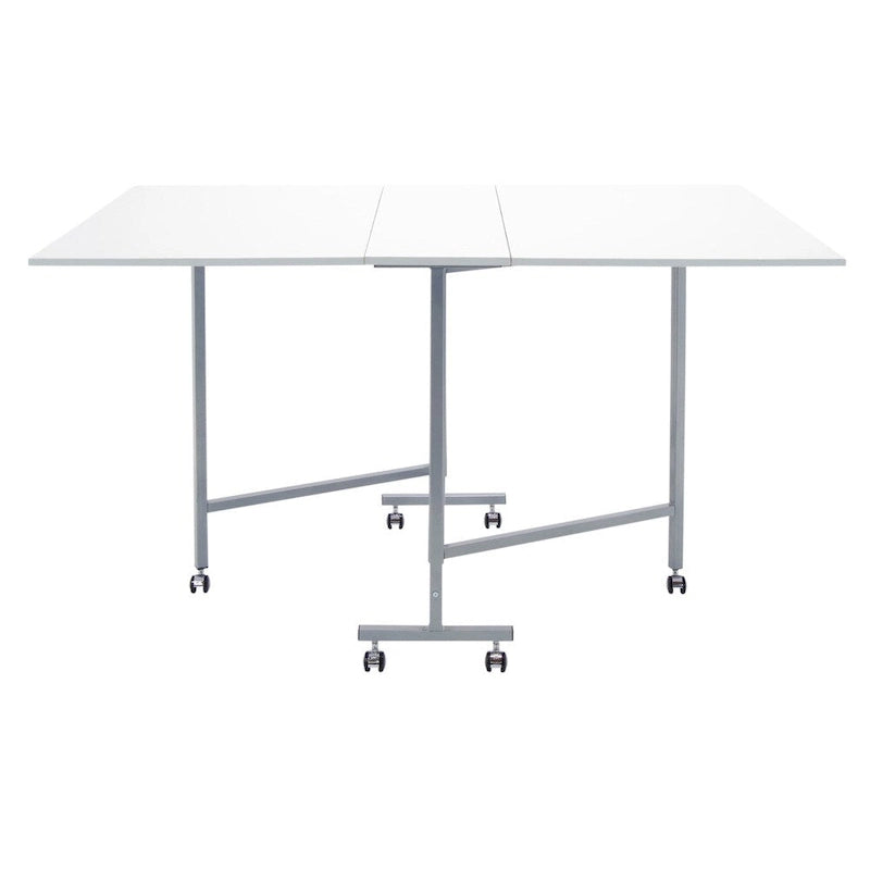 Table de machine à coudre et à découper artisanale laquée blanche