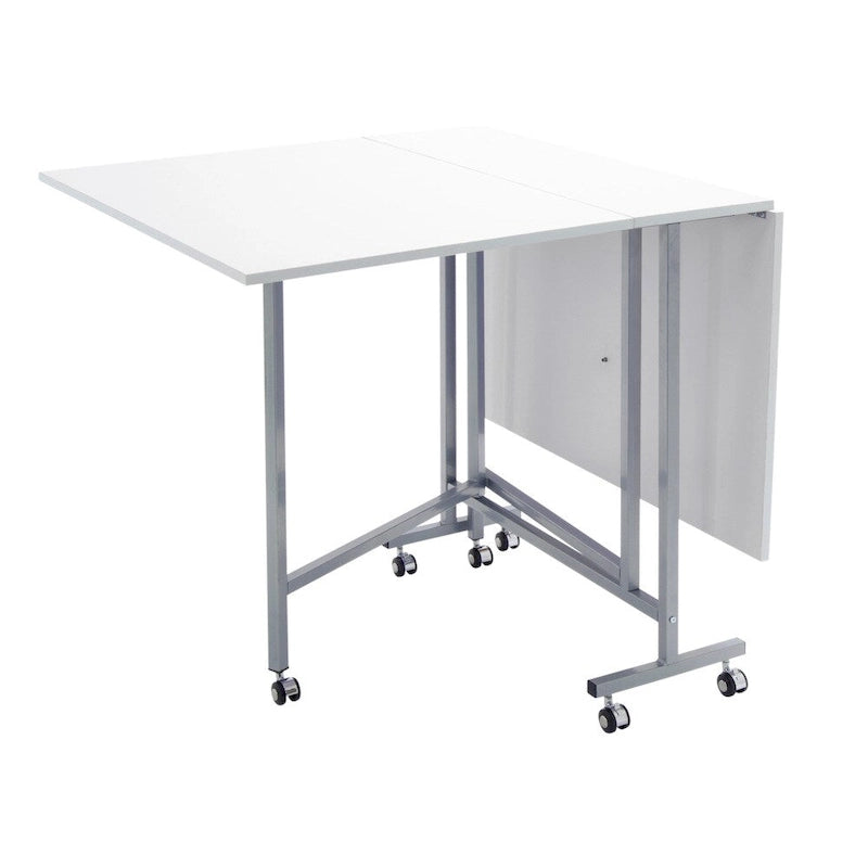 Table de machine à coudre et à découper artisanale laquée blanche