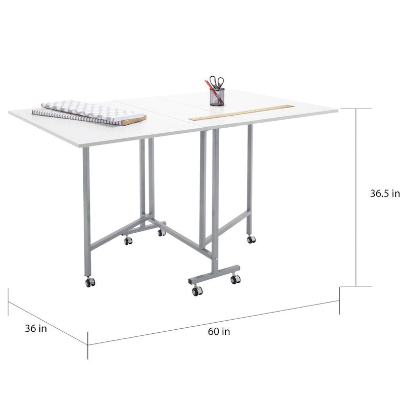 Table de machine à coudre et à découper artisanale laquée blanche
