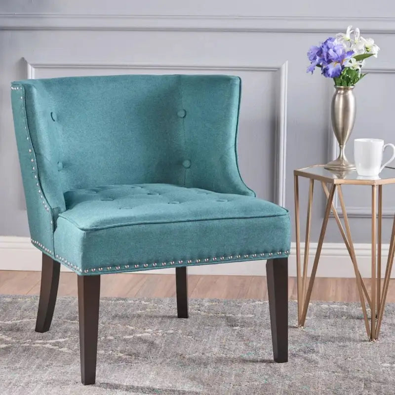 Fauteuil d'appoint en tissu, sarcelle foncée, pour salon et chambre à coucher