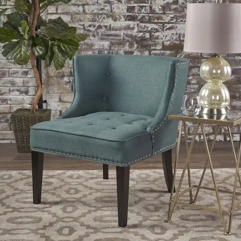 Fauteuil d'appoint en tissu, sarcelle foncée, pour salon et chambre à coucher
