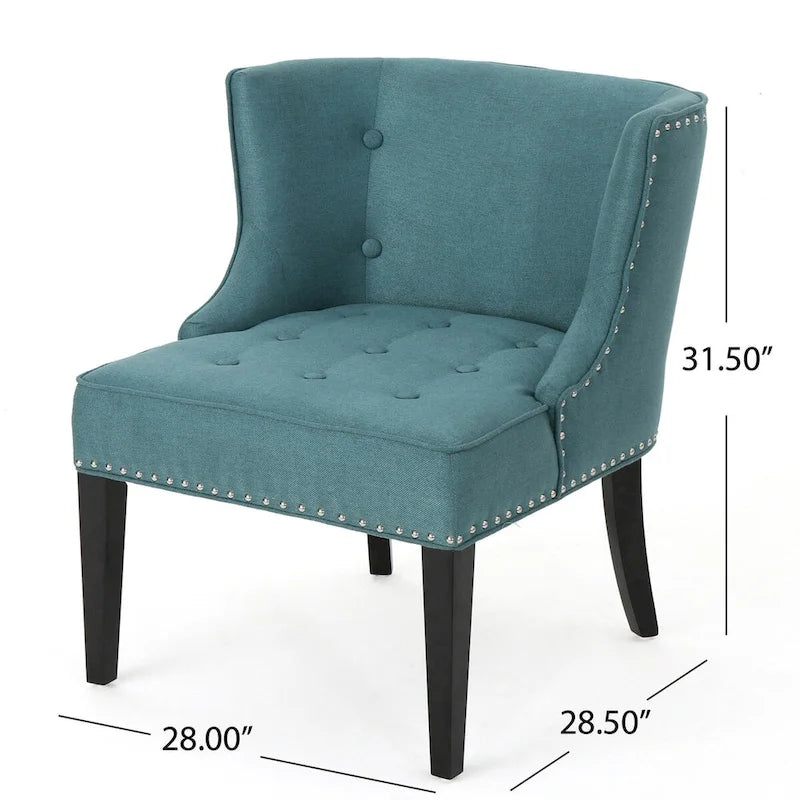 Fauteuil d'appoint en tissu, sarcelle foncée, pour salon et chambre à coucher