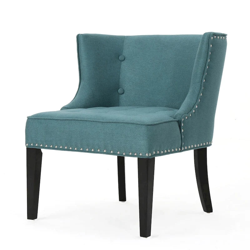 Fauteuil d'appoint en tissu, sarcelle foncée, pour salon et chambre à coucher