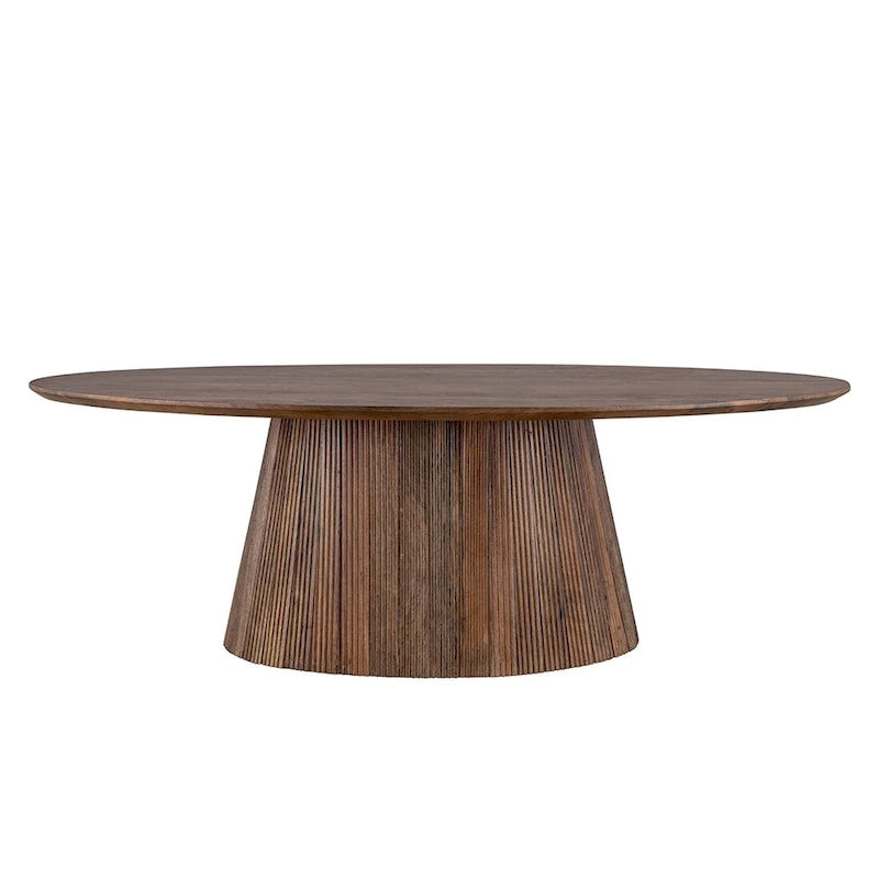 Table basse en bois marron de style Mid-Century avec base cannelée - Meuble de salon pour salon