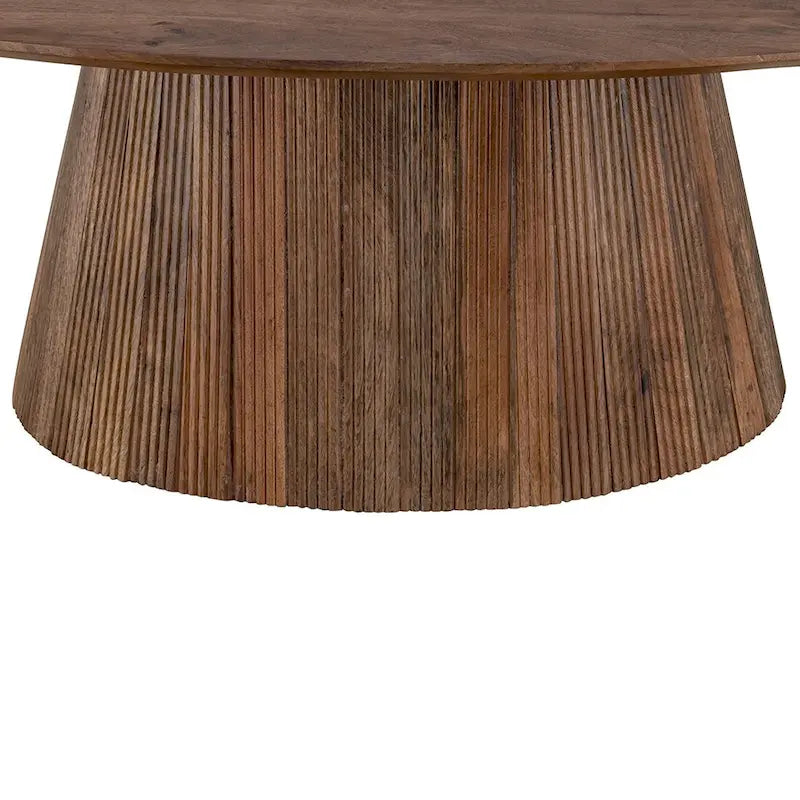 Table basse en bois marron de style Mid-Century avec base cannelée - Meuble de salon pour salon
