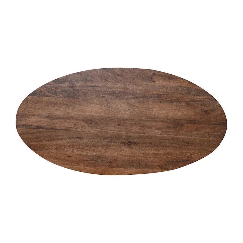 Table basse en bois marron de style Mid-Century avec base cannelée - Meuble de salon pour salon