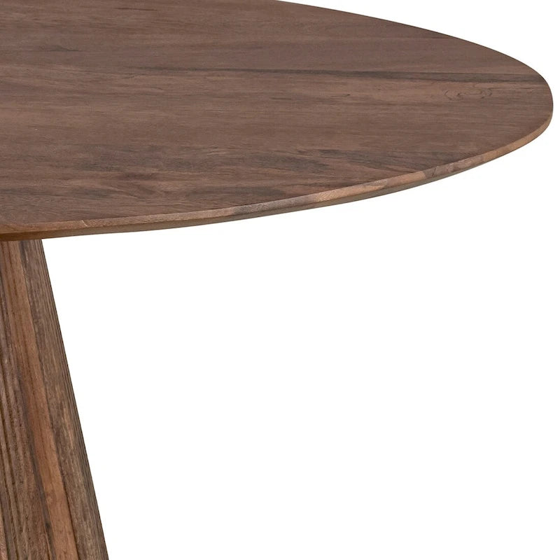 Table basse en bois marron de style Mid-Century avec base cannelée - Meuble de salon pour salon
