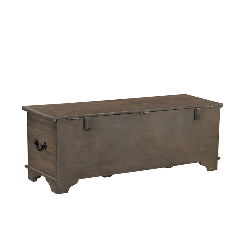 Pouf de rangement sculpté en bois massif
