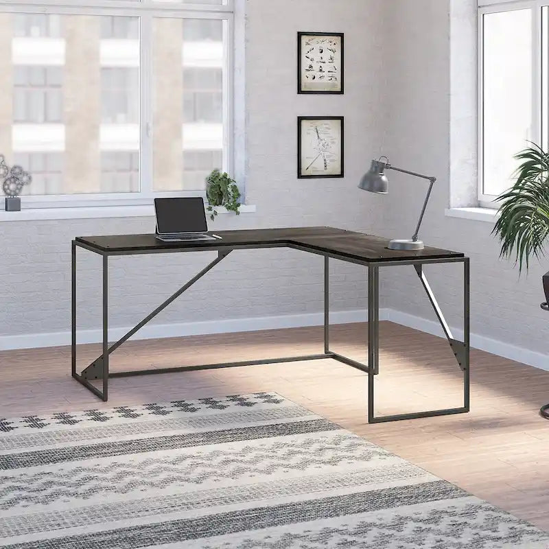 Bureau d'angle industriel en forme de L de 62W