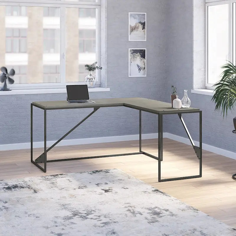 Bureau d'angle industriel en forme de L de 62W