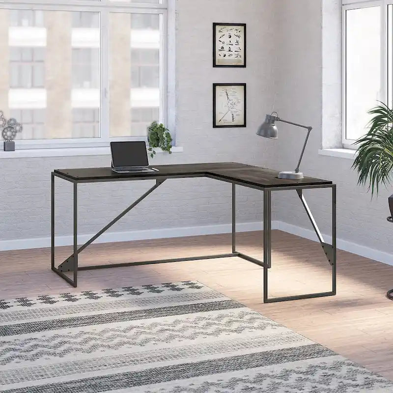 Bureau d'angle industriel en forme de L de 62W