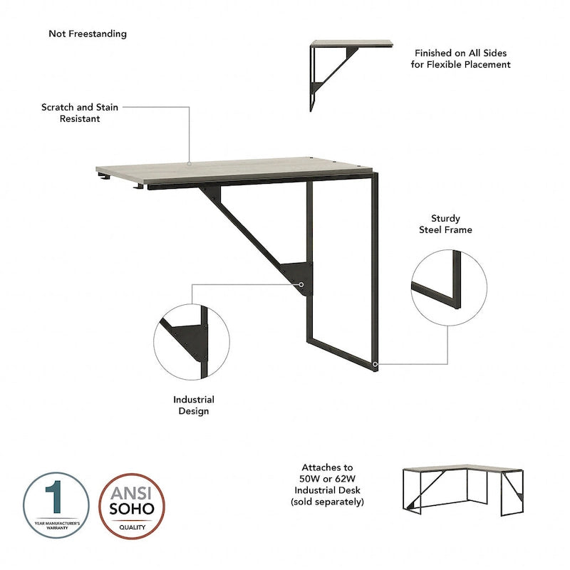 Bureau d'angle industriel en forme de L de 62W